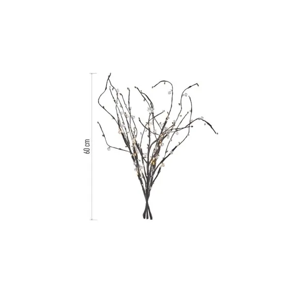 EMOS LED vetvička s perlami, 60 cm, 3x AA, vnútorná, teplá biela, časovač