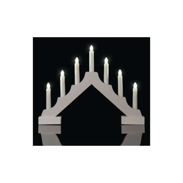 EMOS LED svietnik drevený biely, 29 cm, 2x AA, vnútorný, teplá biela, časovač