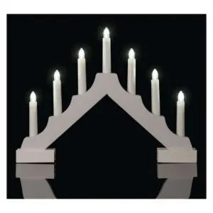 EMOS LED svietnik drevený biely, 29 cm, 2x AA, vnútorný, teplá biela, časovač