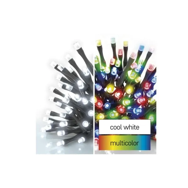 EMOS Lighting LED vianočná reťaz 2v1, 10 m, vonkajšia aj vnútorná, studená biela/multicolor, programy