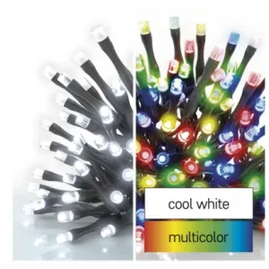 EMOS Lighting LED vianočná reťaz 2v1, 10 m, vonkajšia aj vnútorná, studená biela/multicolor, programy