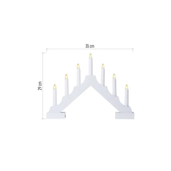 EMOS LED svietnik drevený biely, 29 cm, 2x AA, vnútorný, teplá biela, časovač