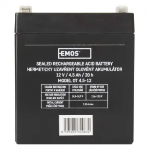 EMOS Bezúdržbový olovený akumulátor 12 V/4,5 Ah, faston 4,7 mm