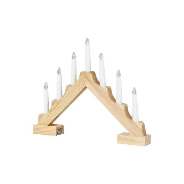 LED svietnik drevený s časovačom 29 cm teplá biela