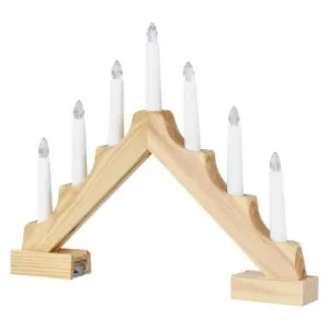 LED svietnik drevený s časovačom 29 cm teplá biela