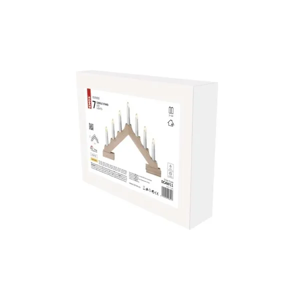 LED svietnik drevený s časovačom 29 cm teplá biela