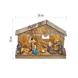 EMOS LED vianočný betlehem drevený, 19 cm, 3x AA, vnútorný, teplá biela, časovač