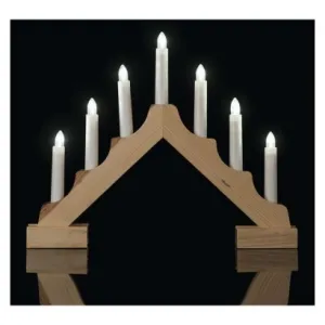 LED svietnik drevený s časovačom 29 cm teplá biela