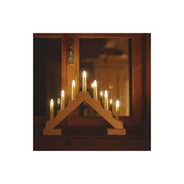 LED svietnik drevený s časovačom 29 cm teplá biela