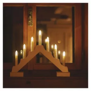 LED svietnik drevený s časovačom 29 cm teplá biela