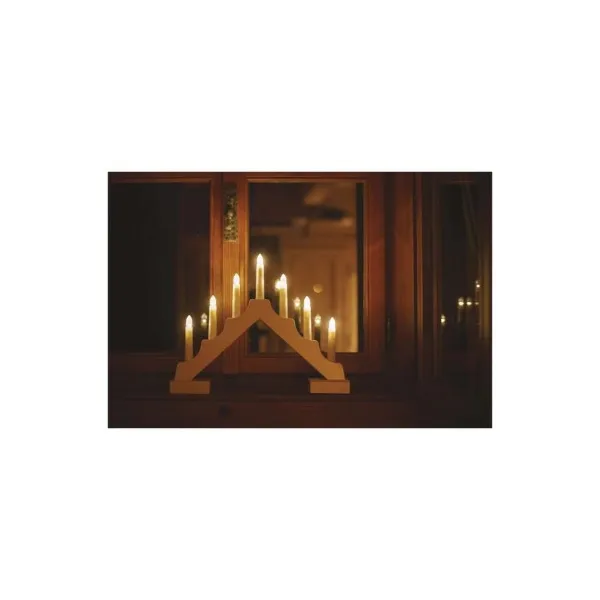 LED svietnik drevený s časovačom 29 cm teplá biela