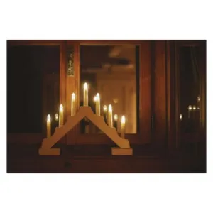 LED svietnik drevený s časovačom 29 cm teplá biela