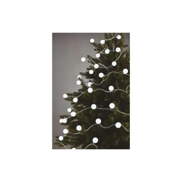 EMOS Lighting LED svet. cherry reťaz – guličky 2,5cm, 4 m, vonkajšia aj vnútorná, studená biela, časovač