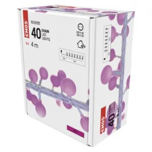 EMOS Lighting LED svetelná cherry reťaz – guličky 2,5 cm, 4 m, vonkajšia aj vnútorná, ružová, časovač