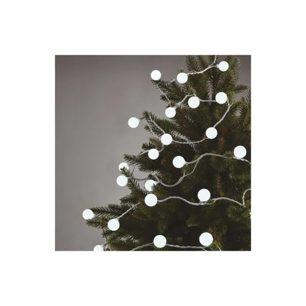 EMOS Lighting LED svet. cherry reťaz – guličky 2,5cm, 4 m, vonkajšia aj vnútorná, studená biela, časovač