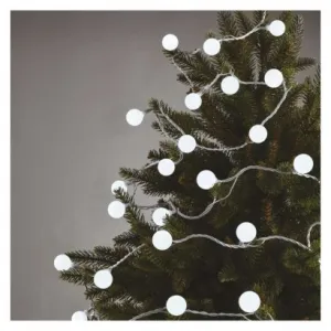 EMOS Lighting LED svet. cherry reťaz – guličky 2,5cm, 4 m, vonkajšia aj vnútorná, studená biela, časovač