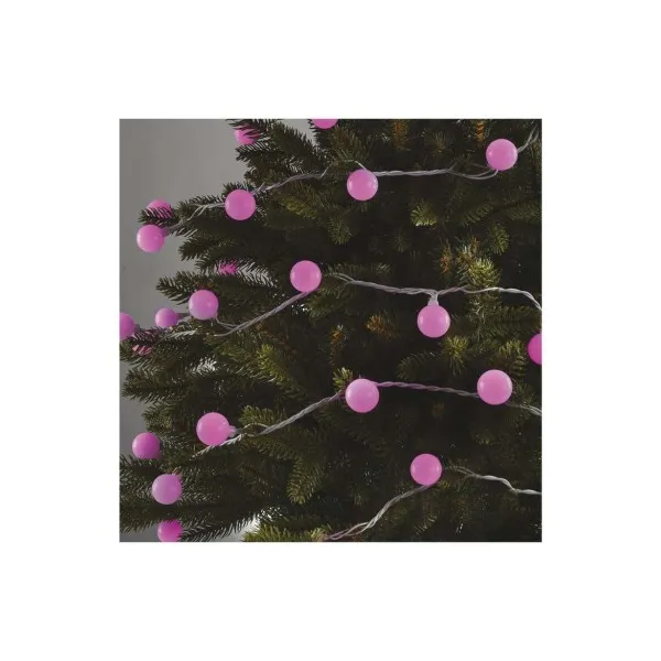 EMOS Lighting LED svetelná cherry reťaz – guličky 2,5 cm, 4 m, vonkajšia aj vnútorná, ružová, časovač