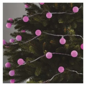 EMOS Lighting LED svetelná cherry reťaz – guličky 2,5 cm, 4 m, vonkajšia aj vnútorná, ružová, časovač
