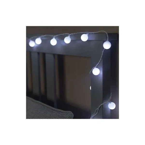 EMOS Lighting LED svet. cherry reťaz – guličky 2,5cm, 4 m, vonkajšia aj vnútorná, studená biela, časovač