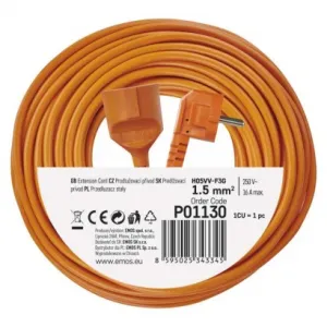 EMOS Predlžovací kábel 30 m / 1 zásuvka / oranžový / PVC / 230 V / 1,5 mm2