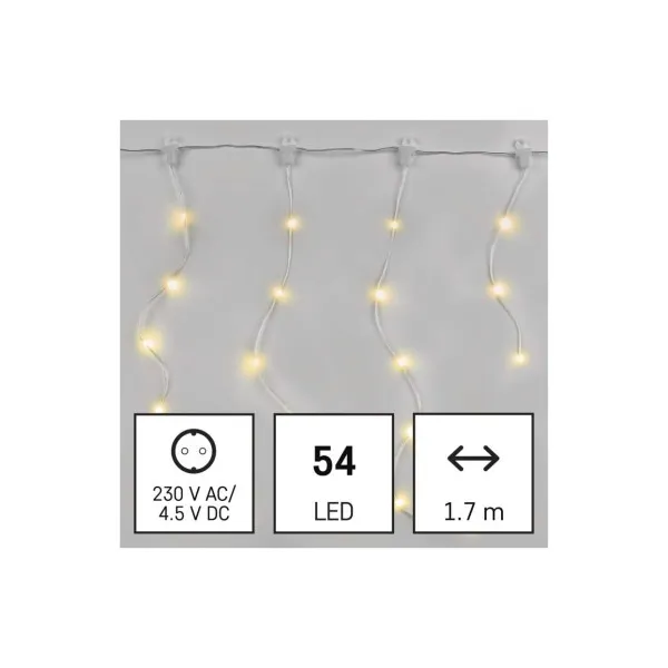 EMOS LED vianočná drop reťaz – cencúle, 1,7 m, vonkajšia aj vnútorná, teplá biela, programy
