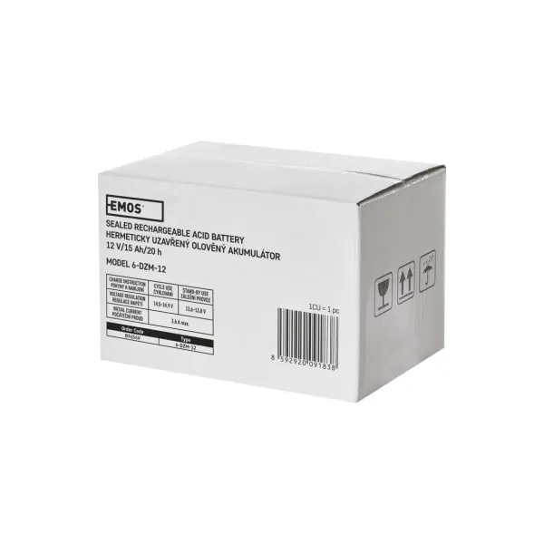 EMOS Bezúdržbový olovený trakčný aku. 12 V/15 Ah, faston 6,3 mm