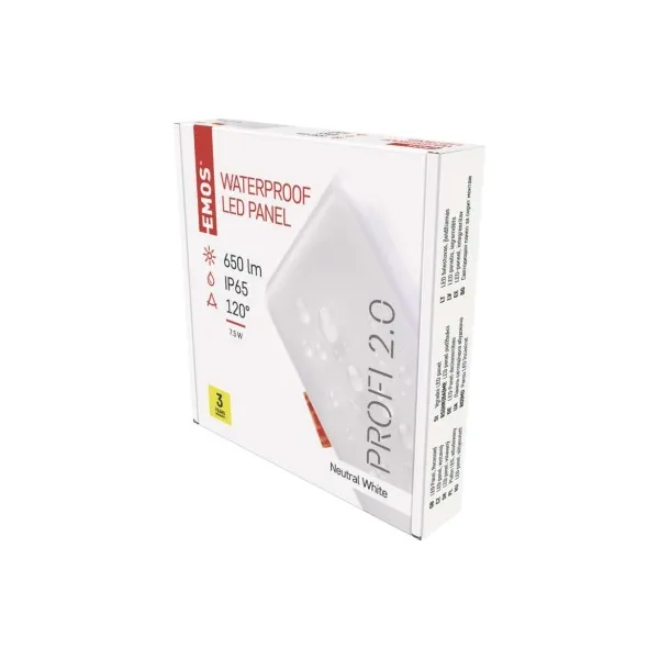 EMOS Lighting LED panel VIXXO 100×100, štvorcový vstavaný biely,7,5W neutr.b.,IP65