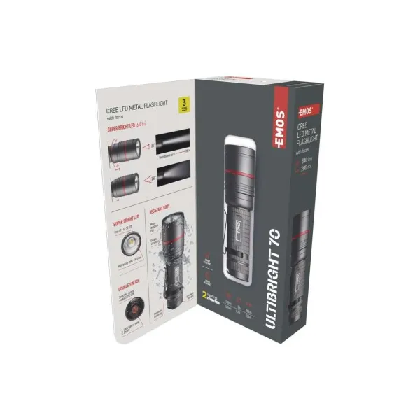 EMOS CREE LED kovové svietidlo Ultibright 70, 340lm, 3xAAA