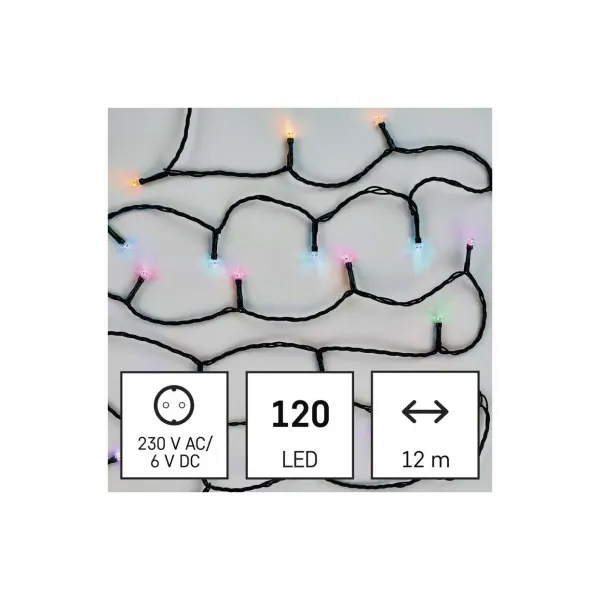 EMOS Lighting GoSmart LED vianočná reťaz, 12 m, vonkajšia aj vnútorná, RGB, programy, časovač, wifi