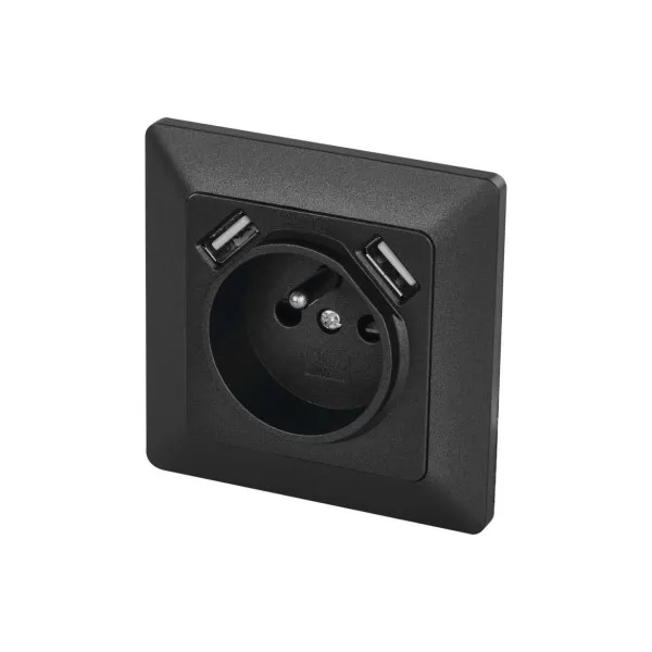 EMOS Zásuvka s USB 2,1A max., antracit
