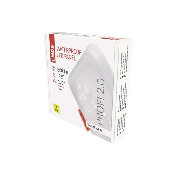 EMOS Lighting LED panel VIXXO 75×75, štvorcový vstavaný biely, 6W neutr. b.,IP65