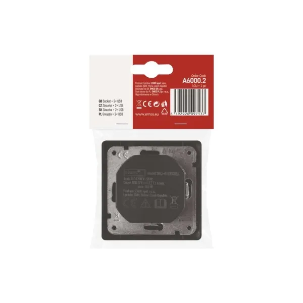 EMOS Zásuvka s USB 2,1A max., antracit