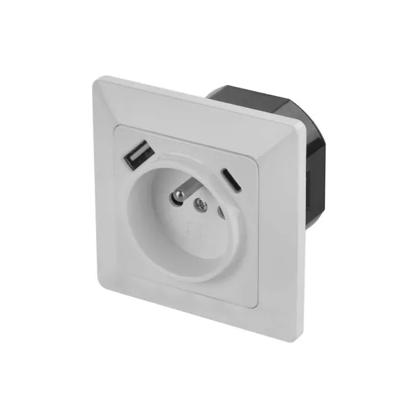 EMOS Zásuvka s USB A+USB C, biela