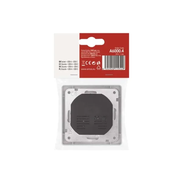 EMOS Zásuvka s USB A+USB C, biela