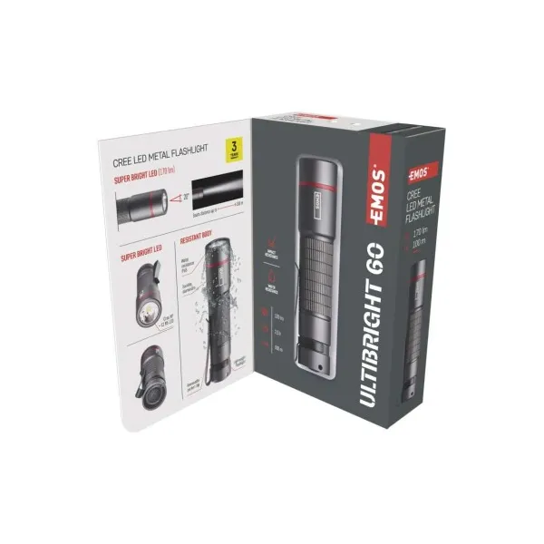 EMOS CREE LED kovové svietidlo Ultibright 60, 170lm, 1xAA