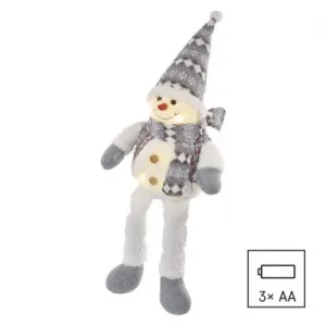 EMOS Lighting LED vianočný snehuliak sediaci, 31 cm, 3× AA, vnút., teplá biela