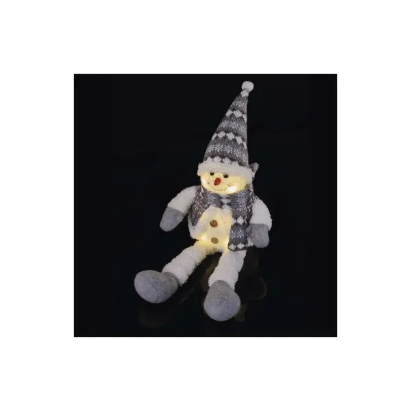 EMOS Lighting LED vianočný snehuliak sediaci, 31 cm, 3× AA, vnút., teplá biela