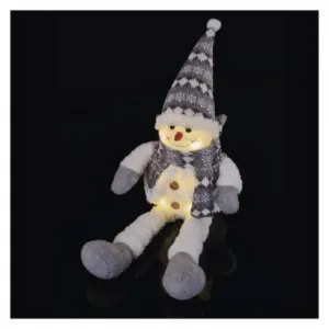 EMOS Lighting LED vianočný snehuliak sediaci, 31 cm, 3× AA, vnút., teplá biela