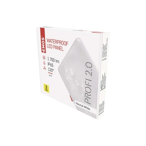 EMOS Lighting LED panel VIXXO 185×185, štvorcový vstavaný biely,19W neut.b.,IP65