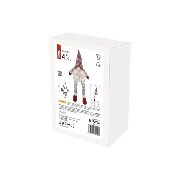 EMOS Lighting LED vianočný škriatok sediaci, 27 cm, 3× AA, vnút., teplá biela
