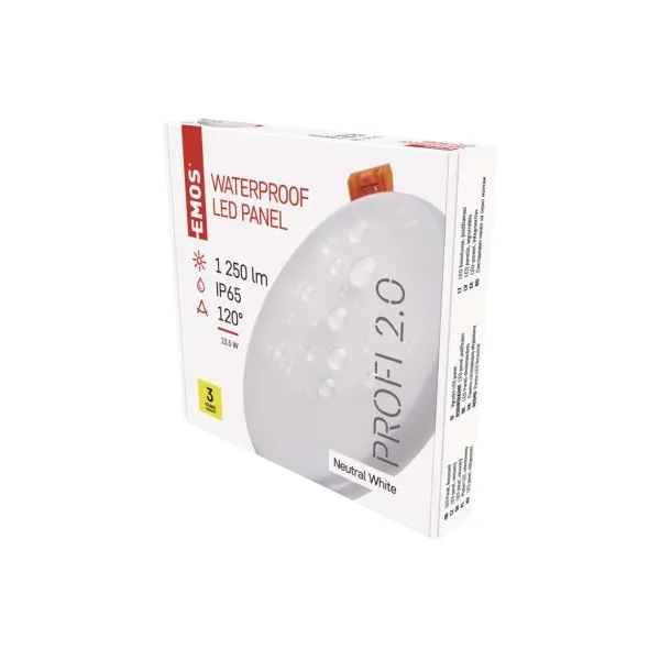 EMOS Lighting LED panel VIXXO 155mm, kruhový vstavaný biely, 13,5W neutr. b., IP65