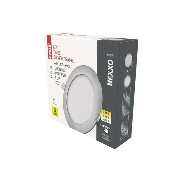 EMOS Lighting LED vstavané svietidlo NEXXO, kruhové, strieborné, 12W, CCT