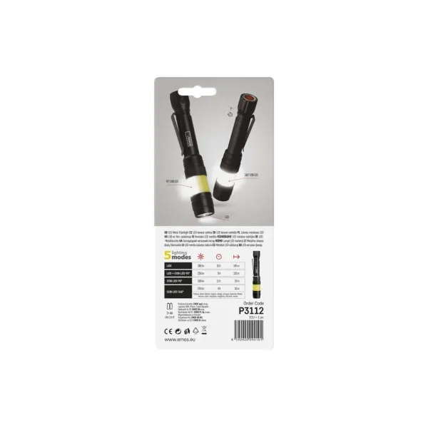 EMOS 360° COB LED kovové svietidlo, 270 lm, 2× AA