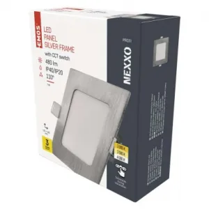 EMOS Lighting LED vstavané svietidlo NEXXO, štvorec, strieborné, 7W, CCT