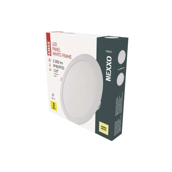 EMOS Lighting LED vstavané svietidlo NEXXO, kruhové, biely, 24W, teplá biela