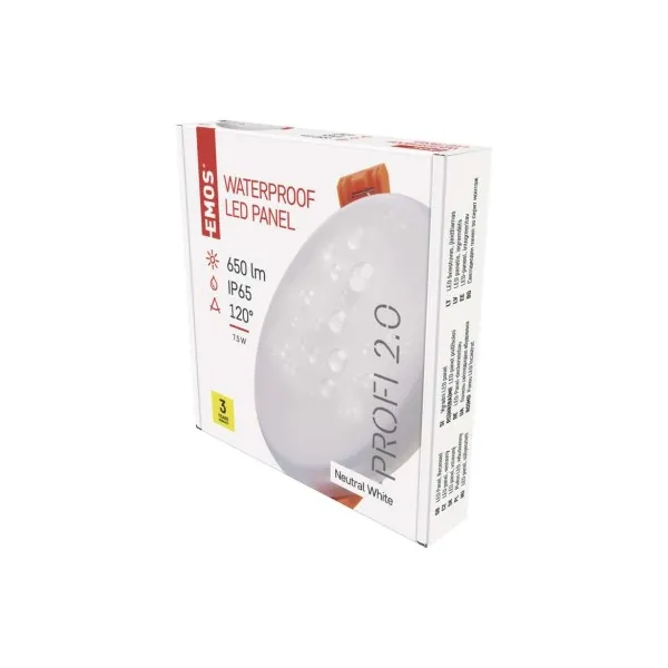 EMOS Lighting LED panel VIXXO 100mm, kruhový vstavaný biely, 7,5W neut. biela, IP65