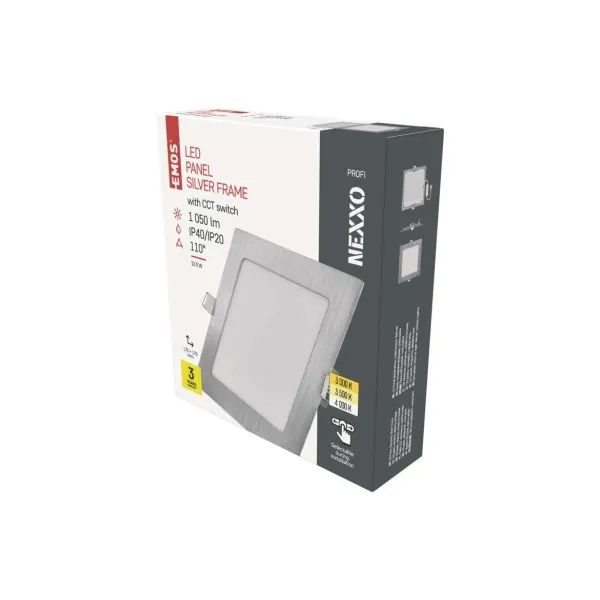 EMOS Lighting LED vstavané svietidlo NEXXO, štvorec, strieborné, 12W, CCT