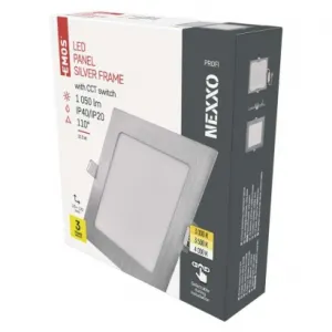 EMOS Lighting LED vstavané svietidlo NEXXO, štvorec, strieborné, 12W, CCT