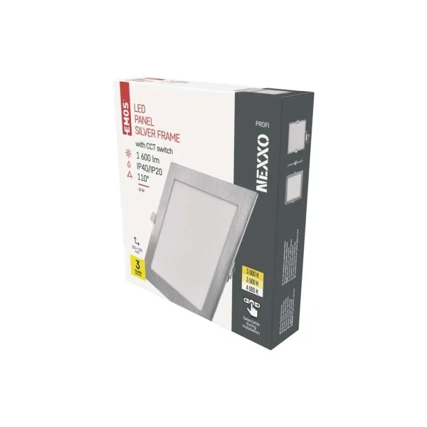 EMOS Lighting LED vstavané svietidlo NEXXO, štvorec, strieborné, 18W, CCT