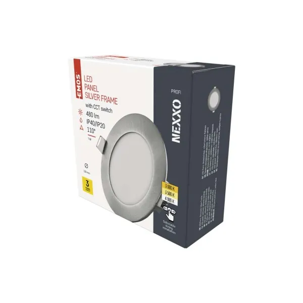 EMOS Lighting LED vstavané svietidlo NEXXO, kruhové, strieborné, 7W, CCT